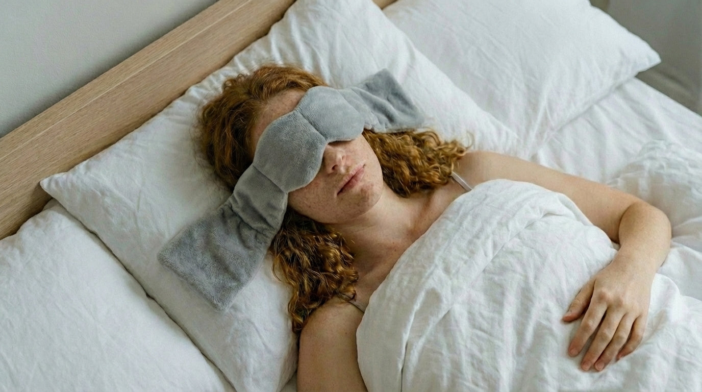 DriftRest weighted sleep mask in use